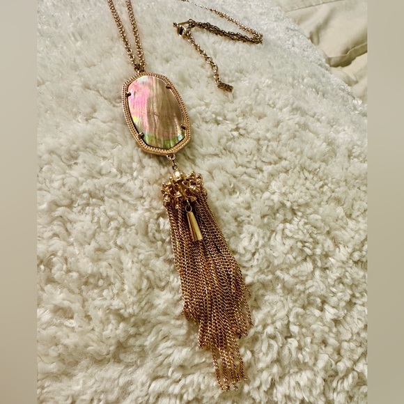 Kendra Scott Rayne Mother of Pearl Rose Gold Necklace | Gift Box +Duster Bag+bow - Picture 7 of 7